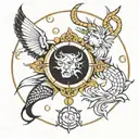 combination of Pisces, Capricorn and Gemini zodiac symbols  tattoo design idea