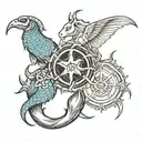 combination of Pisces, Capricorn and Gemini zodiac symbols  tattoo design idea