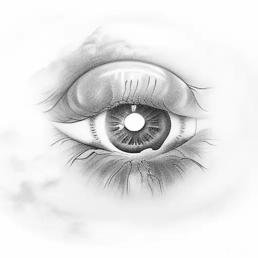 An eye surrounded by clouds tattoo design idea