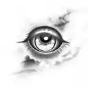 An eye surrounded by clouds tattoo design idea