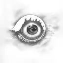 An eye surrounded by clouds tattoo design idea