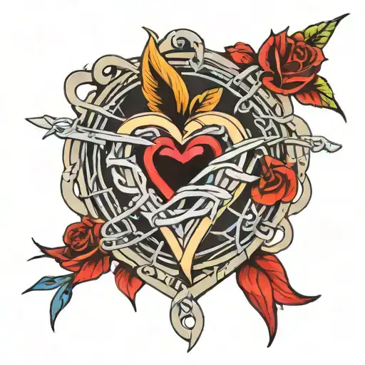 Mother memorial tattoo, barb wire, heart tattoo design idea