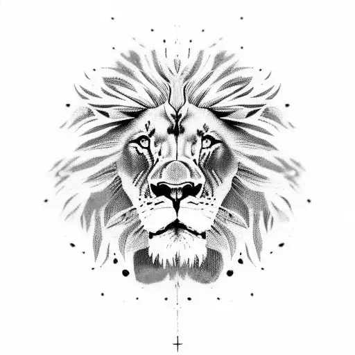 lion half face black with green eye and half face white with red eye tattoo design idea