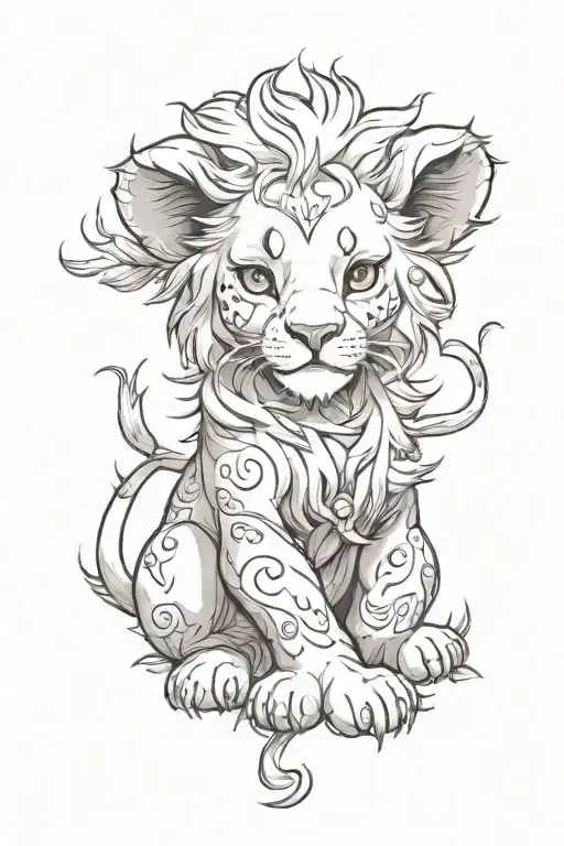 newborn lion tattoo design idea