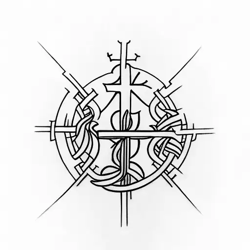 cross with the Bible verse Matthew 11:28 tattoo design idea