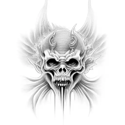 A depiction of the gates of heaven and the entrance to hell tattoo design idea