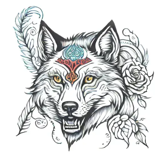 un lobo para el hombro tattoo design idea