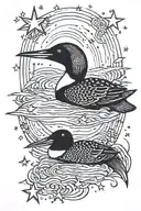 Loon and stars shining tattoo design idea