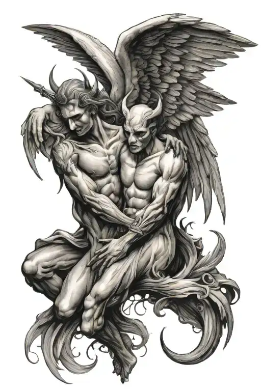 Angel and Devil tattoo design idea