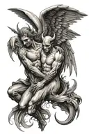 Angel and Devil tattoo design idea