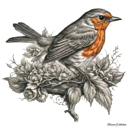 Robin bird for rememberance of mom dad tattoo design idea
