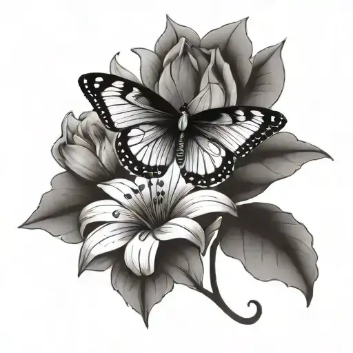 Women's tattoo on the collarbones is symmetrically thin. A plant or flower is climbing butterfly  tattoo design idea