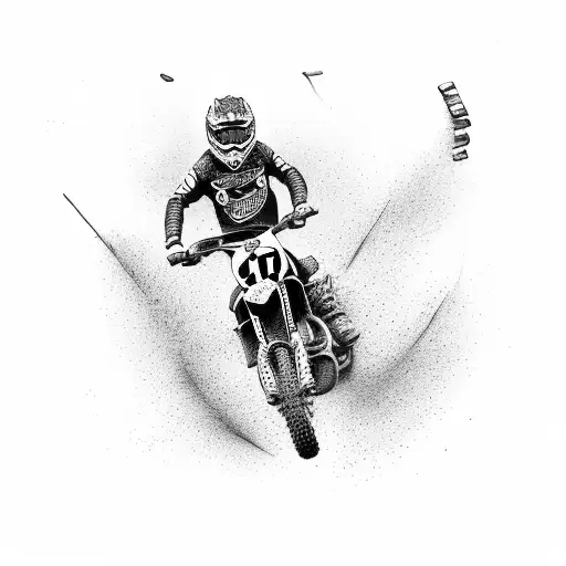 A motocross rider soaring through the air on a dirt bike tattoo design idea