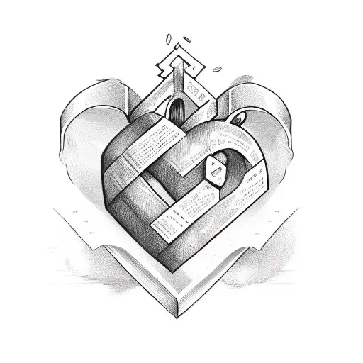  heart with the letters "D" and "V" inside tattoo design idea