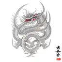 Chinese ribbon dragon around leg tattoo design idea