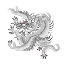 Chinese ribbon dragon around leg tattoo design idea