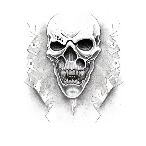 Realistic depiction of the written word "UNDEAD" in a zombie ripping through torn flesh tattoo design idea