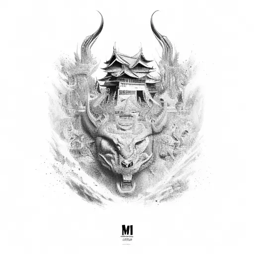 full back samourai cover with japanese theme tattoo design idea