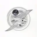 A celestial scene with a crescent moon and the name Ayla written in delicate sketch style tattoo design idea