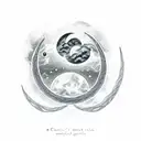 A celestial scene with a crescent moon and the name Ayla written in delicate sketch style tattoo design idea