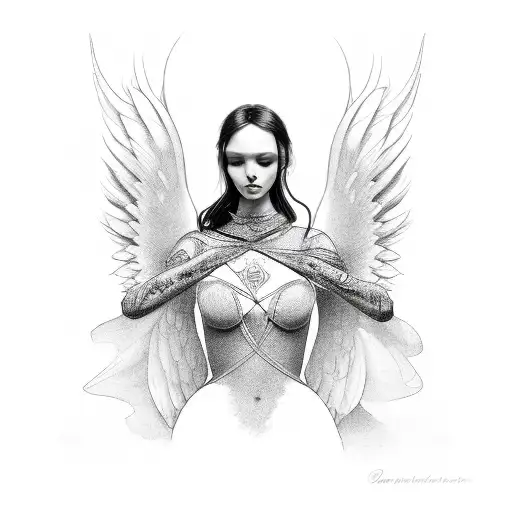 angel, bondage tattoo design idea
