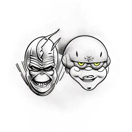 DC comics moon knight  and young mermaid Man from SpongeBob tattoo design idea