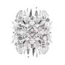 city mirage, cacti, crows—intricate beauty, serene expanse, and vibrant life, inked with precision. tattoo design idea