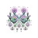 city mirage, cacti, crows—intricate beauty, serene expanse, and vibrant life, inked with precision. tattoo design idea