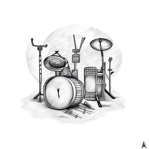 Tatuagem estilo esboço de uma bateriaTatuagem estilo esboço de uma bateria  