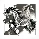 two wild horses running, native american themed tattoo tattoo design idea