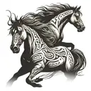 two wild horses running, native american themed tattoo tattoo design idea
