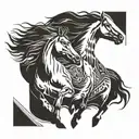 two wild horses running, native american themed tattoo tattoo design idea