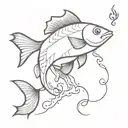 fish smoking cigarette tattoo design idea