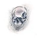 Smokey skull sleeve tattoo design idea