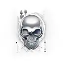 Smokey skull sleeve tattoo design idea