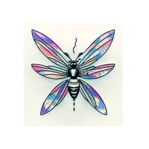 A realistic tattoo of an insect DJ spinning records on a flower petal stage tattoo design idea