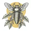 cicada olive tree sun tattoo design idea