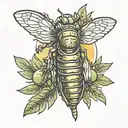 cicada olive tree sun tattoo design idea