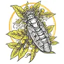 cicada olive tree sun tattoo design idea