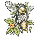cicada olive tree sun tattoo design idea