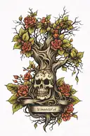 Broken family tree tattoo design idea