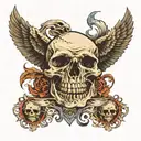 skulls eagle cards 8 1919 34 satan slaves  tattoo design idea