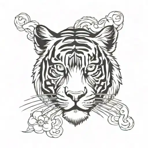 japanese style tiger head tattoo design idea