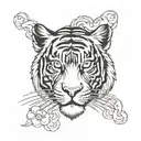 japanese style tiger head tattoo design idea