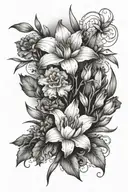 flowers, gladiolus, carnation, water lily  tattoo design idea