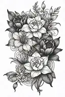 flowers, gladiolus, carnation, water lily  tattoo design idea