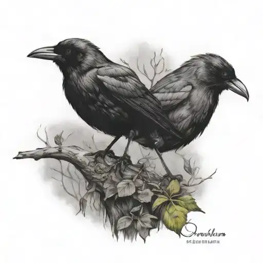 crow and robin bird tattoo design idea