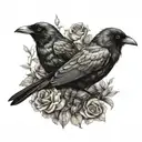 crow and robin bird tattoo design idea