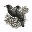 crow and robin bird tattoo design idea