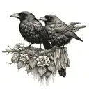 crow and robin bird tattoo design idea